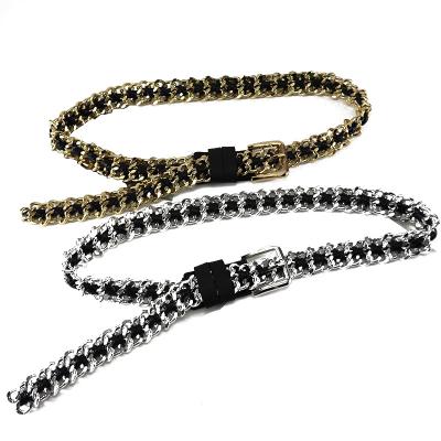 China Women Metal Chain Belt Ladies Fashion Accessories Luxury Designer High Quality Gold Metal Chunky Chain Waist Belts For Women for sale