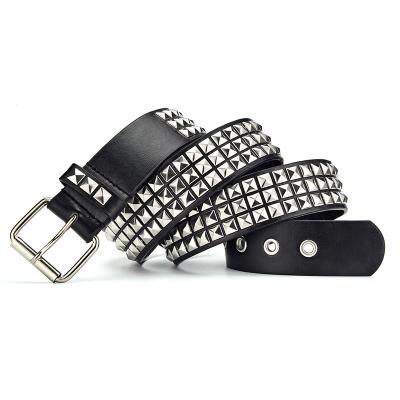 China Hot Selling High Quality Fashion Rivets Metal Buckle Adjustable Women PU Leather Belt for sale