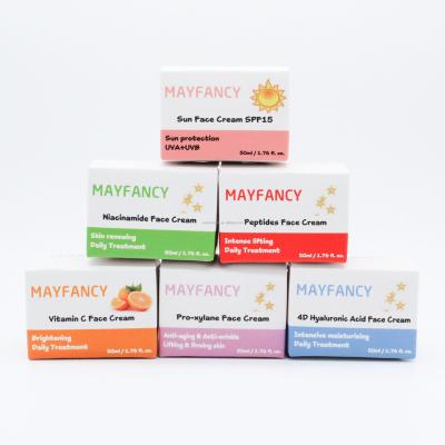 China Free Sample Organic Private Label MAYFANCY Maquillaje Anti Wrinkle Face Anti Aging Moisturize Whitening Face Cream With Sunblock SPF15 for sale