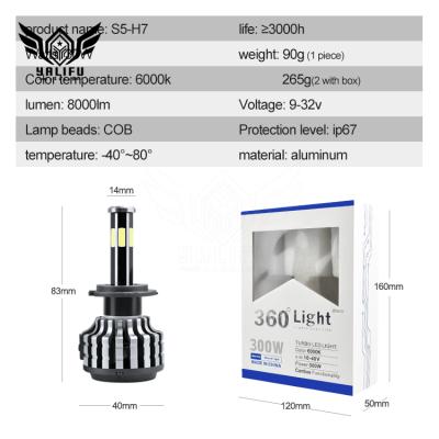 China Automobile Lamp 360 Beam 6 Degree 9006 Sides 300w 8000lm LED Headlight 9005 H4 H7 H11 Led Headlight Bulbs X6S T1 X3 for sale