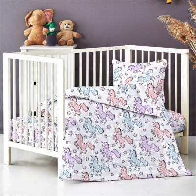 China 100% Born Baby Comforter Crochet Stitched Anti-Static Bamboo Plush Unicorn Baby Beddings Set Soft Cotton For Boy for sale