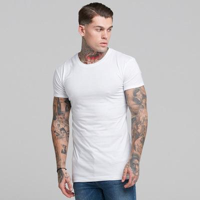 China Anti-wrinkle solid color cotton T-shirt for men short sleeve shirt tee top accept custom logo for sale