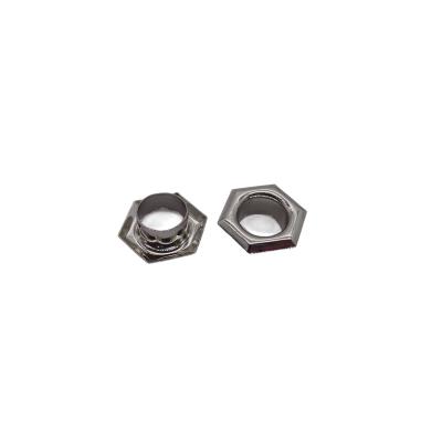 China Factory direct wholesale garment accessory supply logo polygon design custom metal supplies eyelets metal hole metal eyelet for apparel