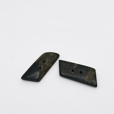 China Washable Ready To Ship Retro Fashion Style Black Horn 2-Holes Sewing Button For Over Coat Or Sweater for sale