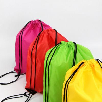 China Eco-friendly Polyester String Bag Drawstring Backpack Drawstring Fabric Waterproof Shopping Bag for sale