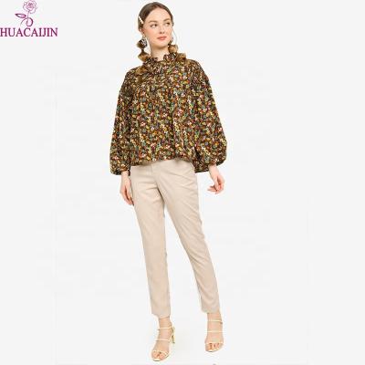 China High Quality Comfortable Muslim Dress Floral Islamic Blouse Smart Women Long Sleeve Fashion Tops Customized Size for sale