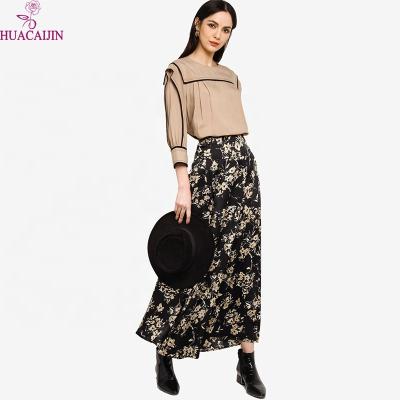 China Gray 2020 Korean Breathable Pleated Women Maxi High Waist Casual Autumn Long Vintage Velvet Skirt Winter Black Party School Girl Skirt for sale