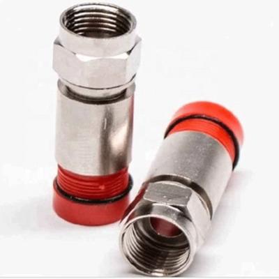 China RACT Red F Waterproof Cable Connector Zinc Alloy Compression For RG6 Cable for sale