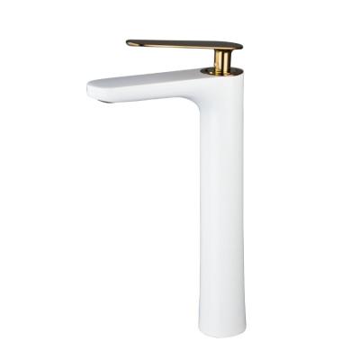 China Zinc Alloy Simple And Elegant European Sense Grand Faucets White Automatic Basin Faucet for sale