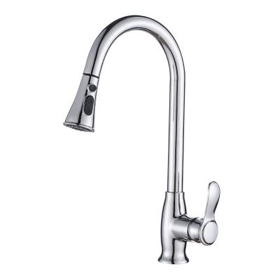 China Sense Faucets Single Handle Deck Mounted Long Neck Spray Spout Pop Up Kitchen Faucet for sale