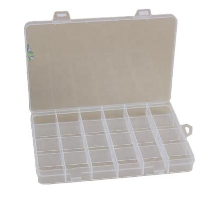 China Recycled Fixed Materials 24 Grids PP Storage Box Accessories Fishing Tackle Ornament Transparent Plastic Packaging for sale