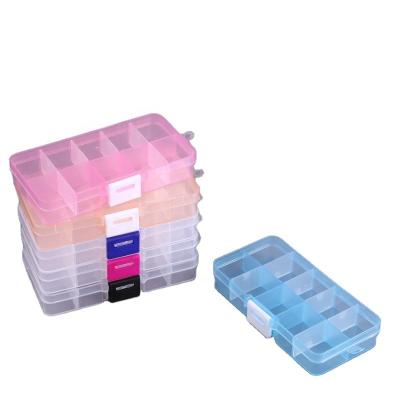 China Recycled Materials Small 10 Lattice PP Storage Box Rubber Band Detachable Clear Plastic Jewelry Packaging for sale