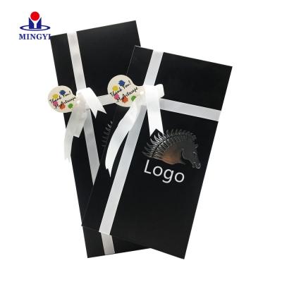 China Exquisite small luxury custom made paper gift box clothes paper packaging with ribbon and small card for sale