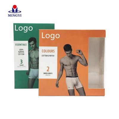 China Hot Sale Unique Logo Brand Printing Luxury Custom Biodegradable Drawer Paper Box Underwear Apparel Packaging Recyclable With Clear Window for sale