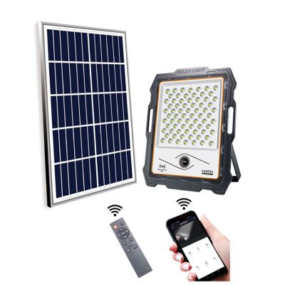 China With POLY solar panel in high work efficiency > 21% LAP Outdoor Super Bright Ip 67 Waterproof Sensor Security Solar Flood Lights With Built-in Wifi CCTV Camera for sale