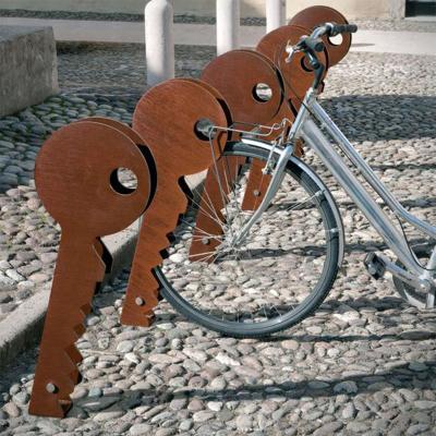 China Outdoor Used Metal Street Furniture Corten Steel Bike Rack Public Bicycle Racks for sale