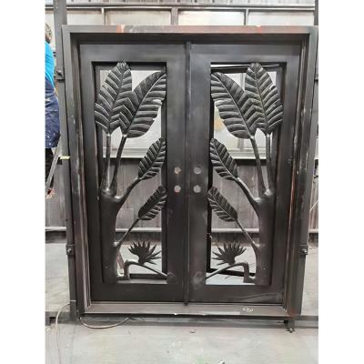 China Windproof Factory Directly Sell Exterior Zinc Spraing Way Heat Insulation Effect Anti-rusting Entrance Doors With Anti-Insect Screen for sale