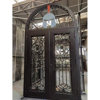 China Windproof Factory Supply Easily Assembled Modern Style Wrought Iron Door With Glass For Factory Andcompany for sale