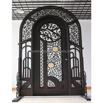 China Modern Luxury Decorative Wrought Iron Entry Grill Door Designs for sale