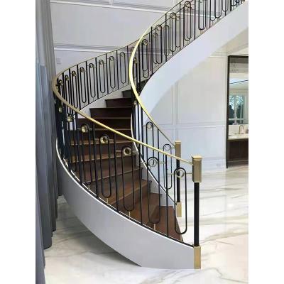 China Custom Modern Professional Luxury Iron Spiral Balustrade Style Design Staircase Steel Railing for sale