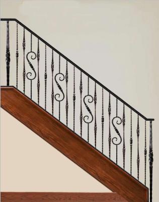 China Elegant Wrought Iron Stair Gate Railing Project Balusters Staircase for sale