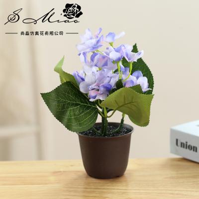 China Transitional home decoration simulation potted hydrangea bonsai to pot plastic bonsai artificial bonsai plant for sale