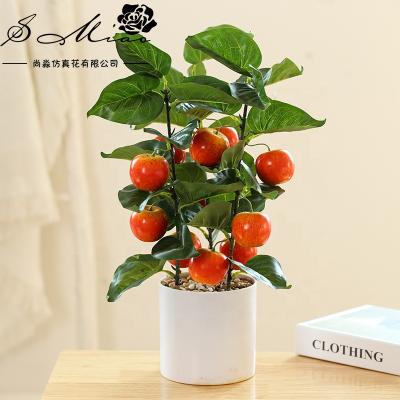 China Transitional Artificial Lemon Apple Orange Tree and Plastic Pot Bonsai Desktop Decor for sale