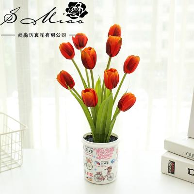 China Plastic Ten Headers Wedding Decoration Mini Artificial Silk Tulip Flowers For Outdoor for sale