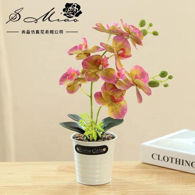 China Art Decor New 3D-printed Artificial High-end Orchids And Iron Pot Bonsai Home Decor for sale