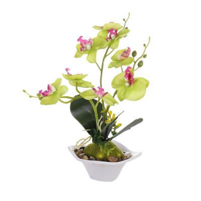 China Tropical Wholesale Artificial Potted Orchids Plants Green Butterfly Home Decor for sale