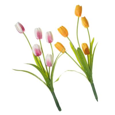 China Mid Century Modern Real-touch Mini Tulip Silk Artificial Tulip Plant for Wedding Party Home Room Decor for sale