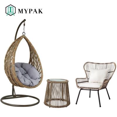 China Contemporary High End Modern Style Rattan Wicker Hanging Chair And Sofa Chair Patio Furniture For B&B Hotel for sale