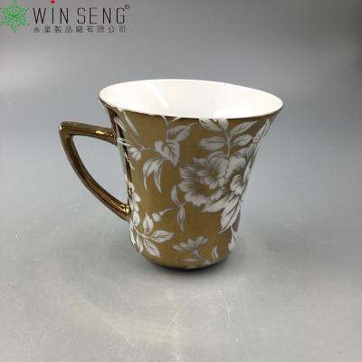 China Viable High Quality Popular Golden Yellow Ceramic 200-300Ml Mugs For Breakfast for sale