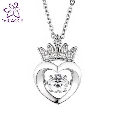 China Stylish Elegant Heart Shape Pendant With Sterling Silver And Crystal Crown for sale