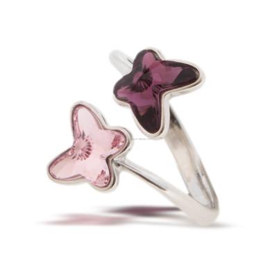 China New Romantic Fashion Jewelry 925 Sterling Silver Butterfly Ring With Brilliant Cut Austrain Crystals for sale