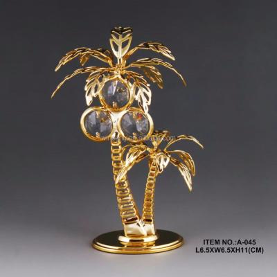 China Europe Gold Plated Decorative Coconut Tree With Crystals for sale