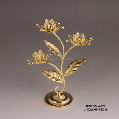 China Europe 24K Gold Plated Lotus Flower With Crystal For Home Decoration for sale