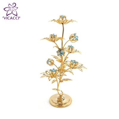 China Europe 24K gold plated flower with crystals for sale