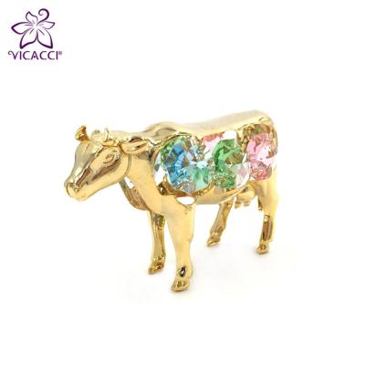 China Vietnam 24K gold plated cow figurines with crystals for sale