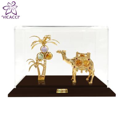 China China 24K Gold Plated Camel With Tree In Acrylic Box for sale