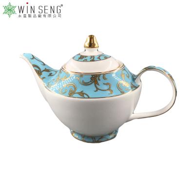 China Viable Bone China Ceramic Blue Teapot for sale