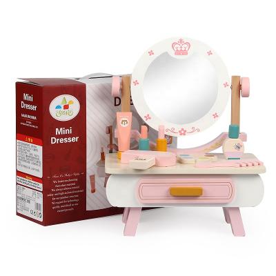 China Wooden dresser toys set for girls pretend play make up children play bedroom simulation beauty comb hair dryer 2-6 years old gifts CHW-2021164 for sale