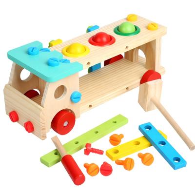 China DIY TOY Wooden Toolbox Pretend Play Set Montessori Children Toy For Boys Nut Disassembly Screw Assembly Simulation Carpenter Tool for sale