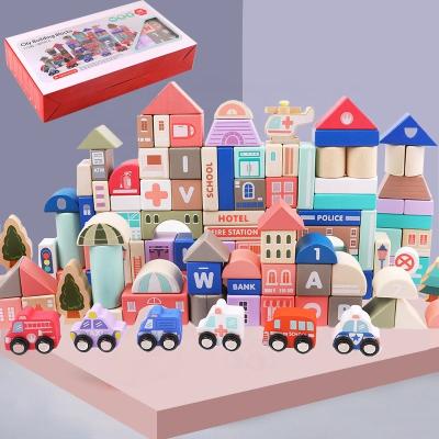 China Educational Toy Children Beech Assembled Baby Toys1-2Years Old3 Early Education City Building Blocks for sale