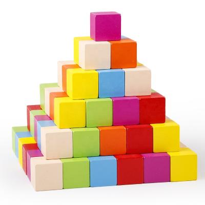 China DIY TOY 100 Pcs Colorful Wooden Cubes Blocks Die Cut Corner Foreign Trade Square Board Game Children Kids Kids Early Educational Toys for sale