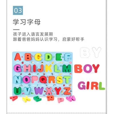 China DIY TOY Wooden Board with Number Children's First Toy Matching Letter Family Educational Game 3D Number Puzzle Colorful Alphabet Math for sale