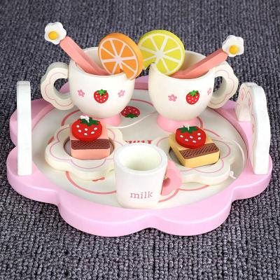 China Wooden Tea Party Children Afternoon Strawberry Toys Play House Interactive Tea Set 3-6 Years CHW-2021030 for sale