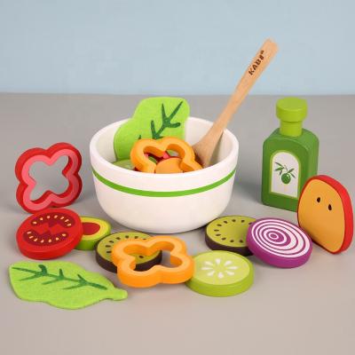 China Children's fruit and vegetable toy set wooden kindergarten simulation model combination fruit and vegetable salad CHW-2021046 for sale