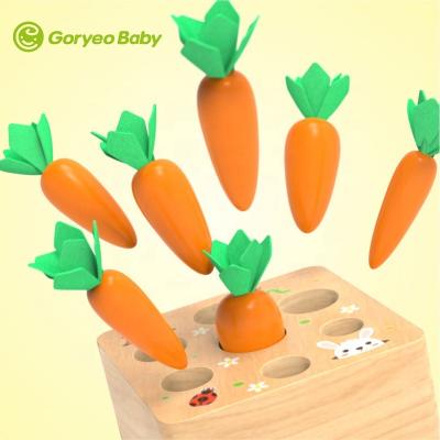 China As Shown Carrot Montessori Toy Wooden Block Set Pulling Capacity Shape Assorted Size For Child for sale