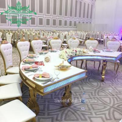 China Banquet / Wedding / Party / Event MDF Top Stainless Steel Frame Half Moon Dining Table for sale